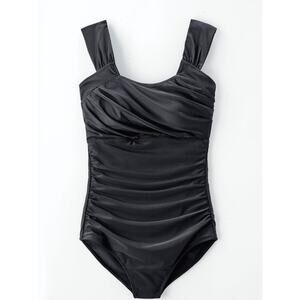 Coldwater Creek ShapeMe Swimsuit Size 24W Black Ruched Bathing Suit Swim NWOT